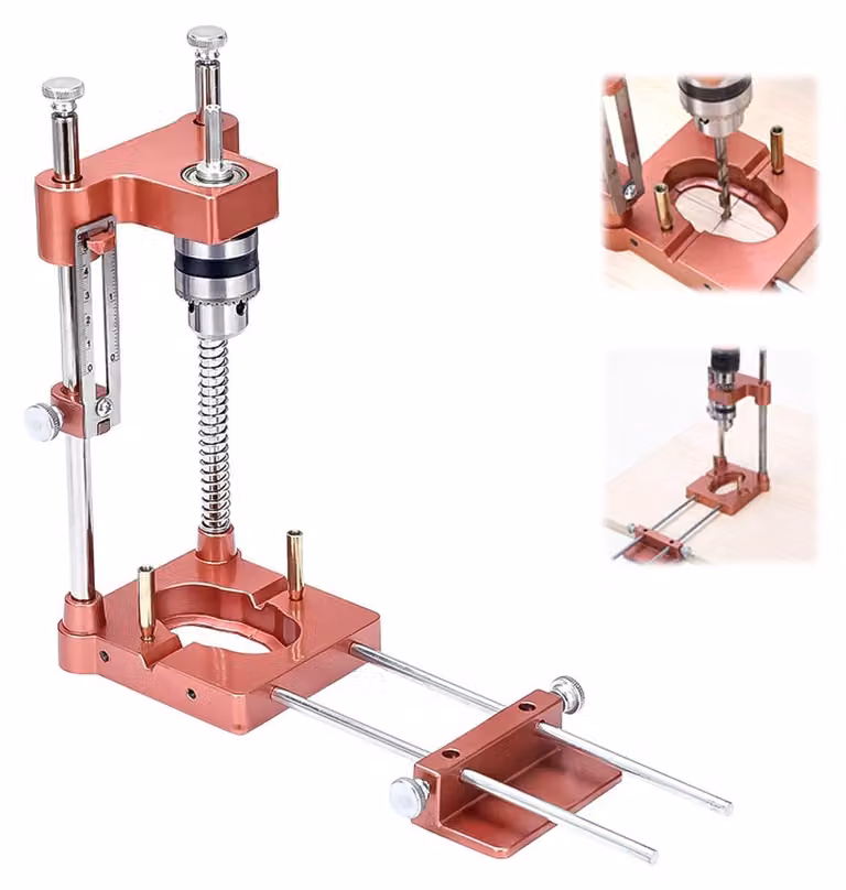 Elzusha - Supporto per trapano con alimentatore per utensile - Modello regolabile per trapano, ideale per la lavorazione del legno