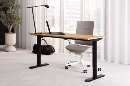 Scrivania FLEXI da 118 cm, regolabile, con sollevamento elettrico, per computer - Rovere Craft / Nero