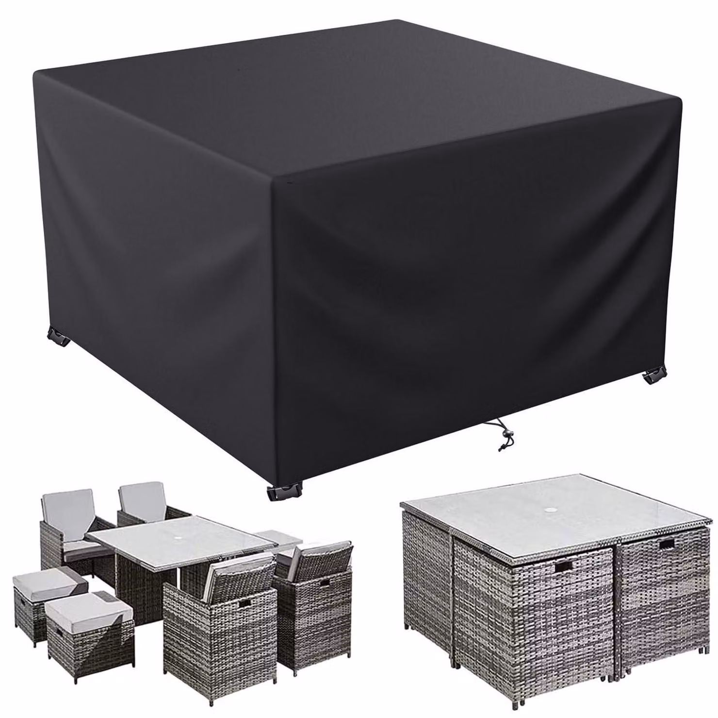 Copertura impermeabile per mobili da giardino, realizzata in tessuto Oxford 600D, dimensioni 150x150x75 cm