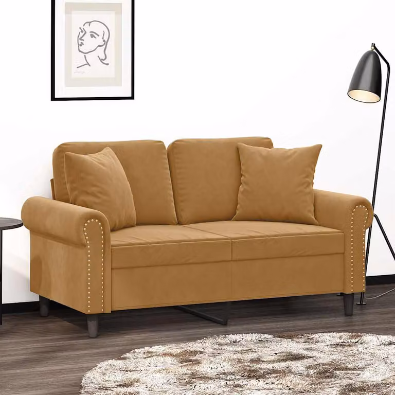 Set di 2 cuscini decorativi quadrati vidaXL in velluto marrone, L/P: 40 x 40 cm