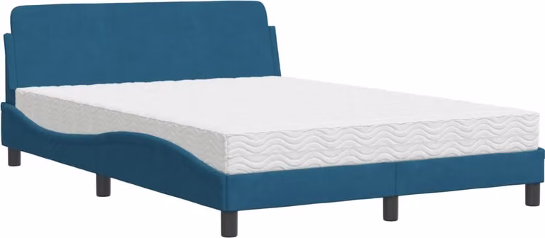 Letto con Materasso Dover Blu 140x190 cm in Velluto