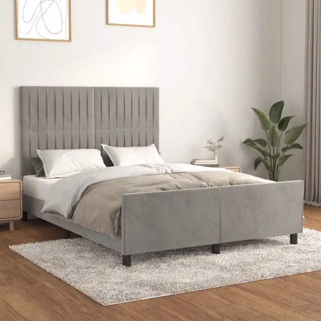 Giroletto senza Materasso-Struttura Letto Grigio Chiaro 140x200 cm Velluto 443764