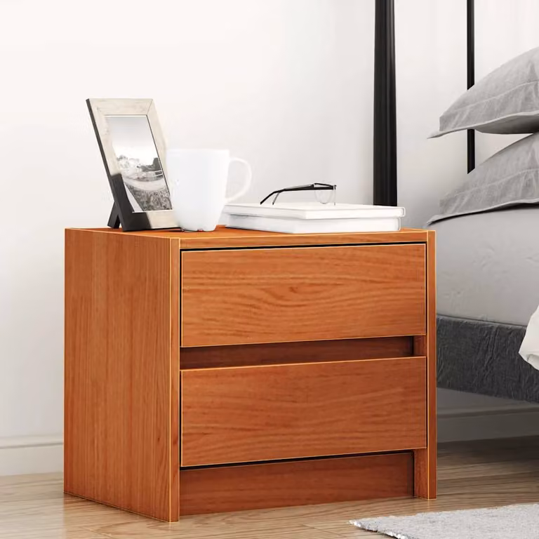 Set di 2 comodini vidaXL in legno di pino marrone cerato, L 40 cm x P 30.5 cm x H 35.5 cm