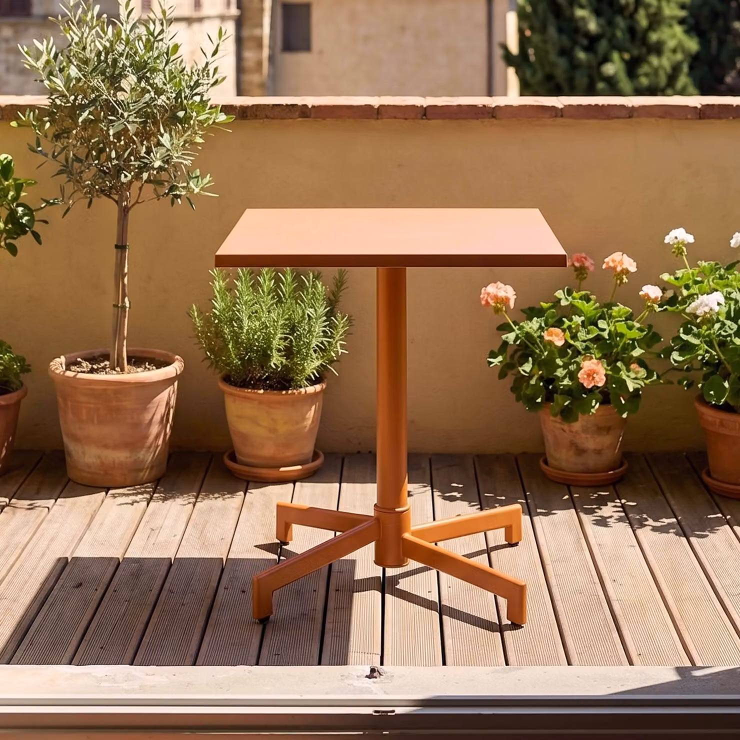 Tavolo da giardino bistrot quadrato con piano pieghevole caramello - Oviala Palavas