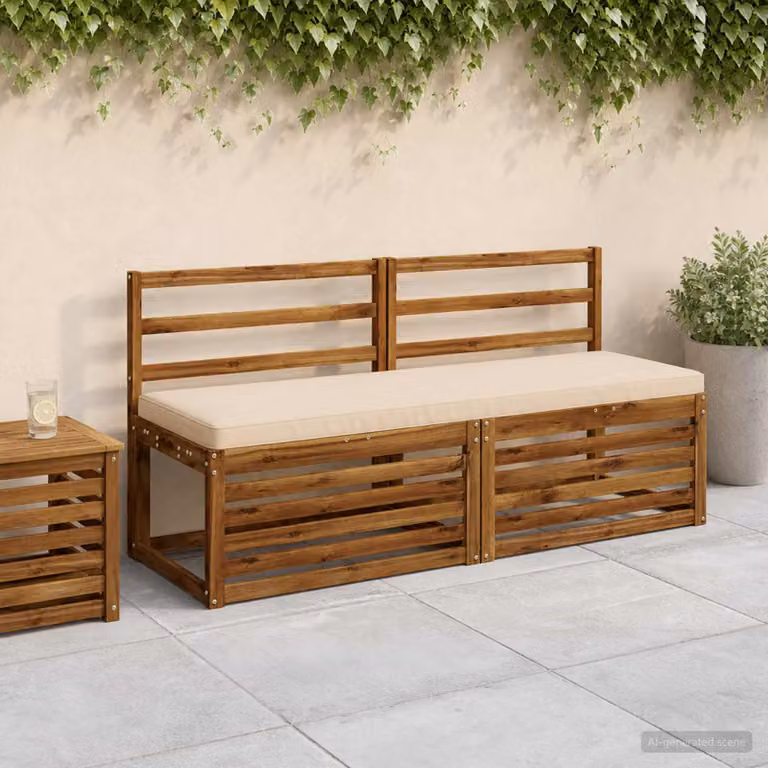 Set di 2 cuscini per panchina vidaXL VUGHT in poliestere beige con rivestimento rimovibile e resistente ai raggi UV