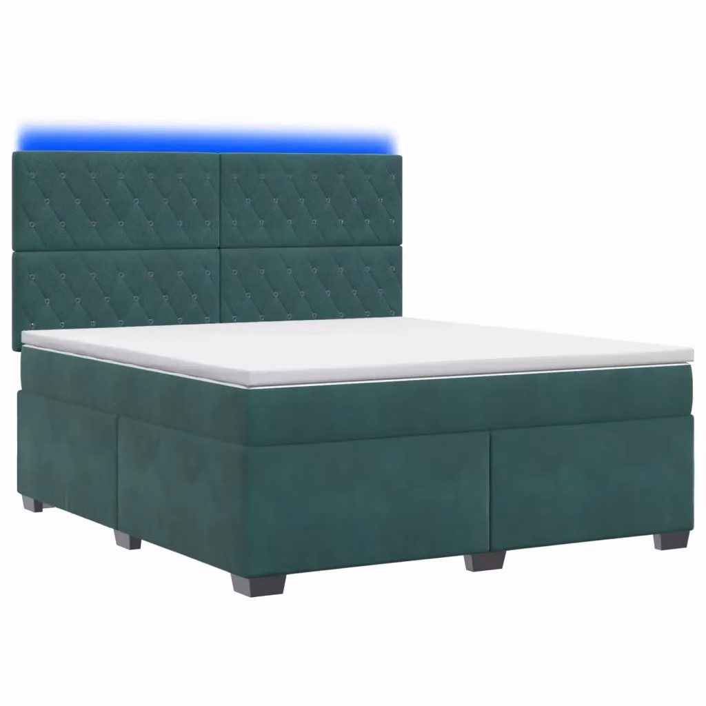 Letto box spring con materasso vidaXL in velluto verde scuro con illuminazione sottostante e porta USB L/P: 140 x 190 cm – 2
