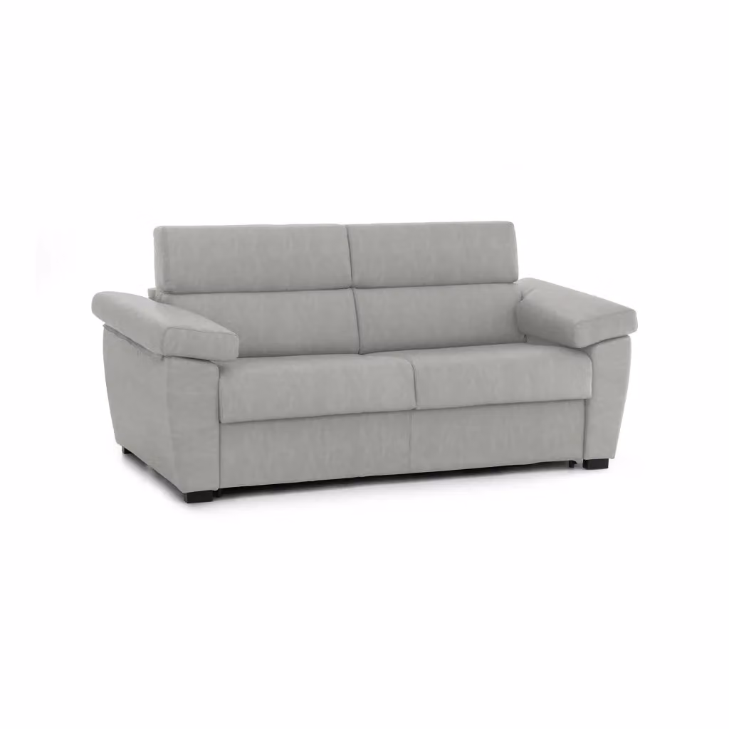 Divano Letto 2 Posti Fisciano DMORA Grigio Chiaro con Rivestimento Sfoderabile e Contenitore Made in Italy L: 205 cm, P: 95 cm – 2