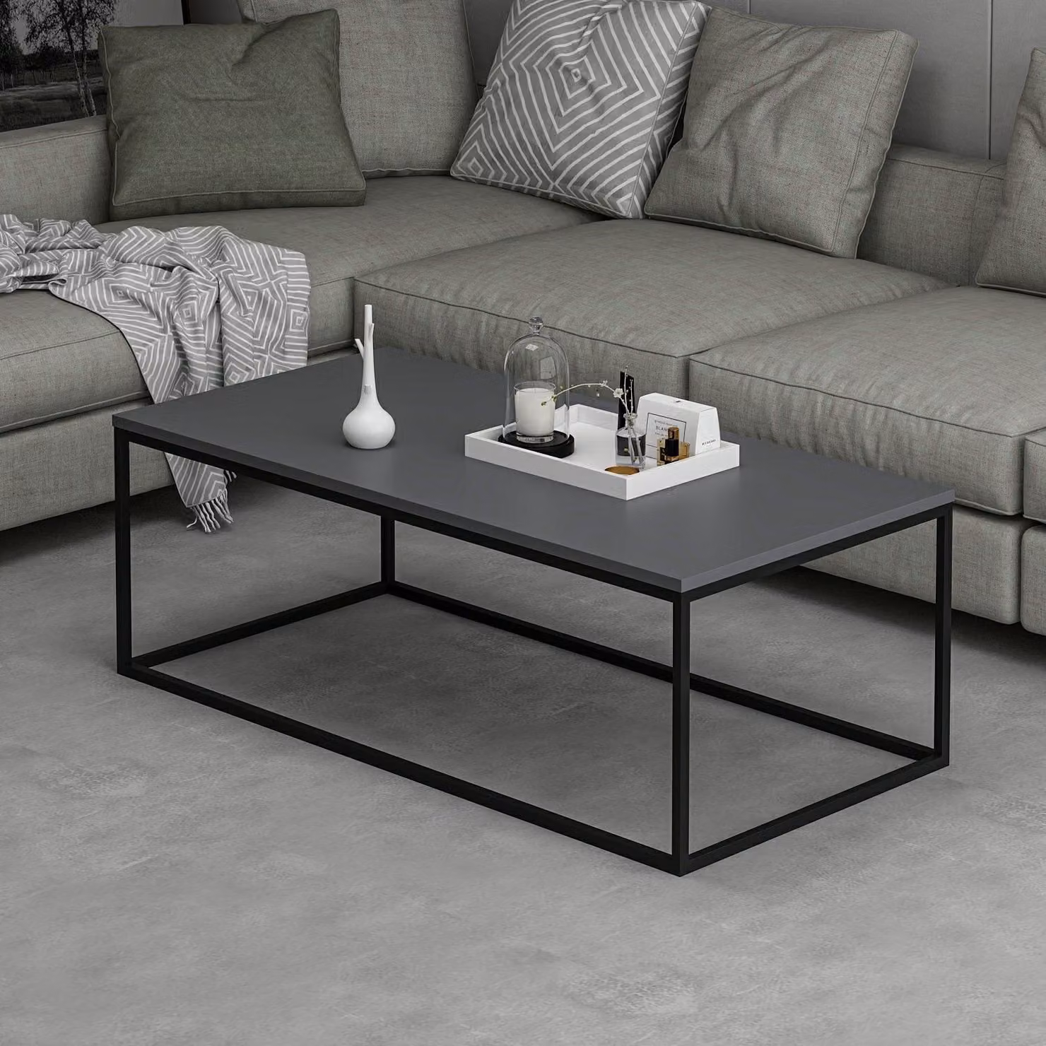 Skye Decor, Tiger - Antracite, Couchtische, Anthrazit, 120 x 42 x 60 cm