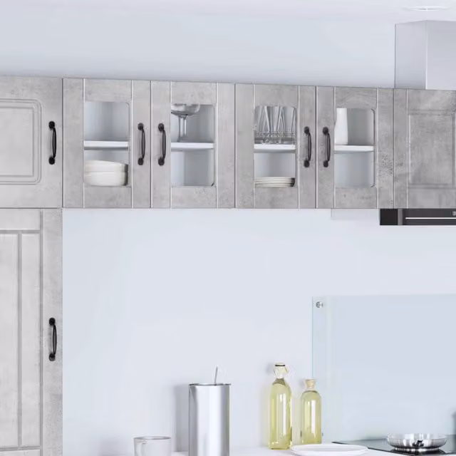 Set di 2 pensili da cucina vidaXL in legno grigio con ante a battente L 60 x P 31 x H 40 cm