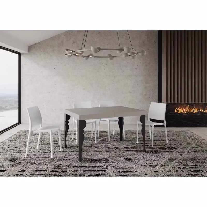 Tavolo allungabile moderno ITAMOBY con telaio in metallo antracite e piano in laminato bianco, L: 120-380 cm, P: 90 cm – 2