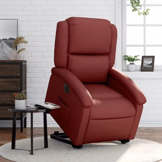 Poltrona Alzapersona Reclinabile vidaXL in Similpelle Rossa con Assistenza Elettrica per Senior