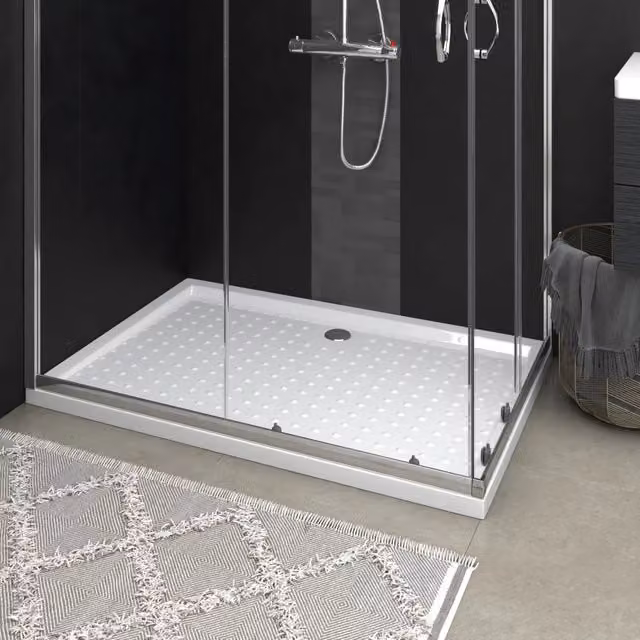 Piatto doccia rettangolare anti slip vidaXL in plastica bianca L 120 x P 80 x H 4 cm