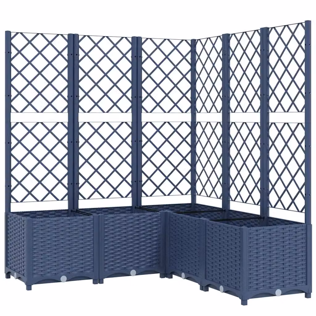 Fioriera da giardino con graticcio Design Mania per piante rampicanti, colore grigio blu, L 120 cm x P 120 cm x H 136 cm – 2