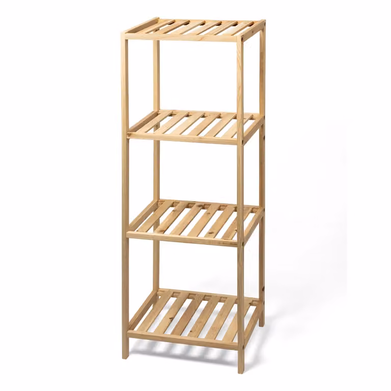 Scaffale Multiuso in Legno di Abete VESTIAMO CASA Linea Woodhandy Marrone con 4 Ripiani H 100 cm x L 35 cm x P 30 cm