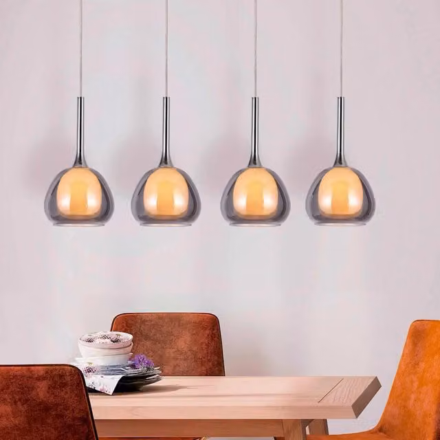 LÚZETE - LAMPADA DA SOFFITTO A 4 LUCI IN CRISTALLO ESTERNO FUMÉ INTERNO BIANCO NOLINA