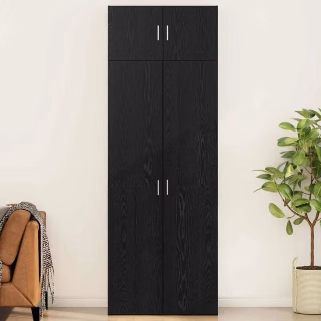 Armadio moderno a 3 ante vidaXL in legno MDF nero opaco L: 80 cm, P: 42,5 cm, H: 225 cm