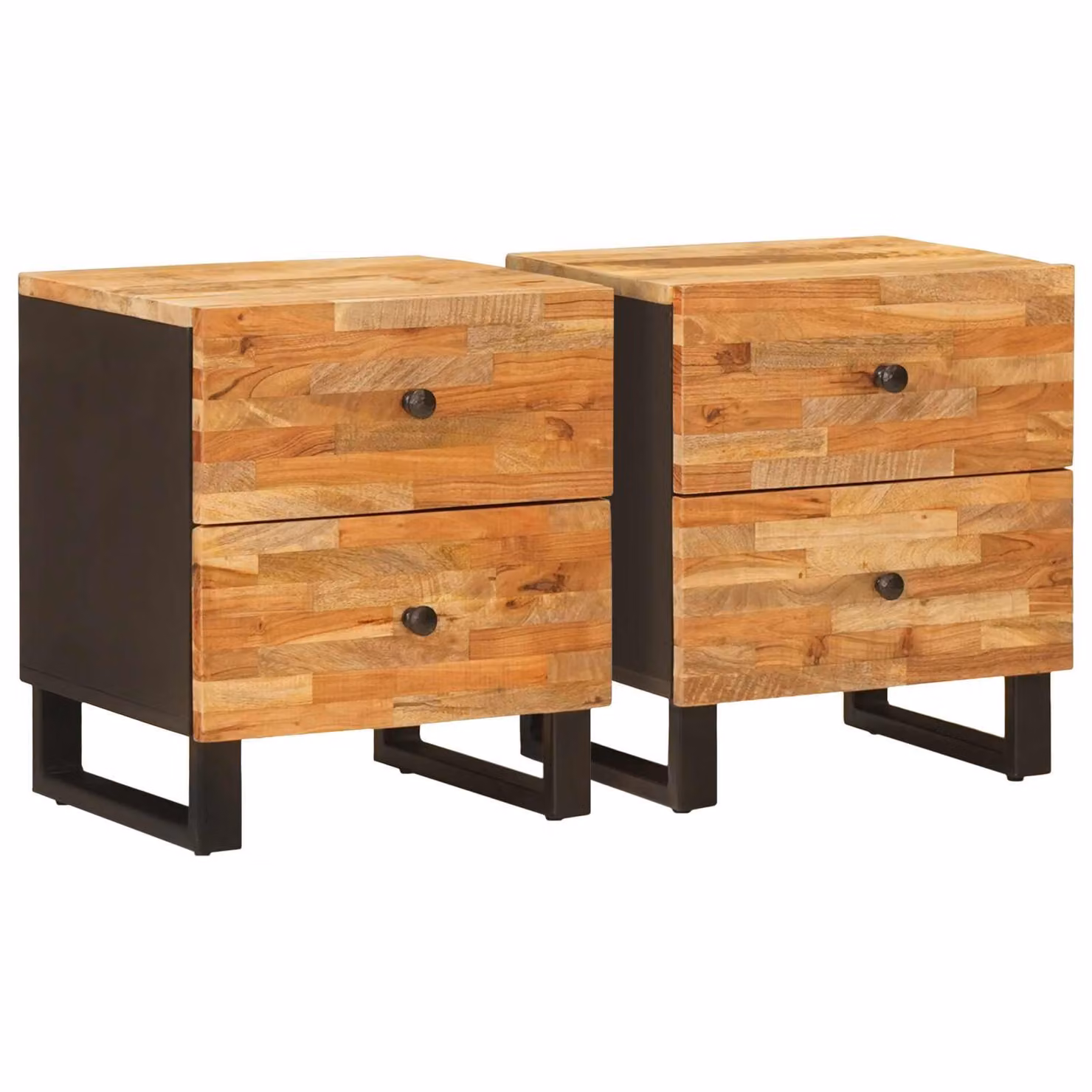 Set di 2 comodini moderni vidaXL in legno di mango marrone L/P/H: 40 x 33 x 46 cm