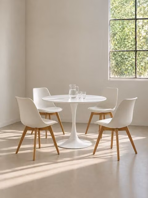 Set tavolo da pranzo 100 Daya + 4 sedie bianche Scandinavian - Kenay Home