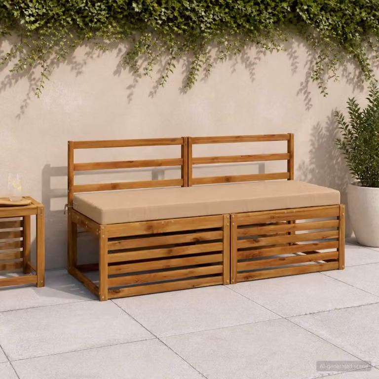 Cuscino per panchina vidaXL SOEST rettangolare in poliestere resistente ai raggi UV con rivestimento rimovibile colore sabbia/grigio