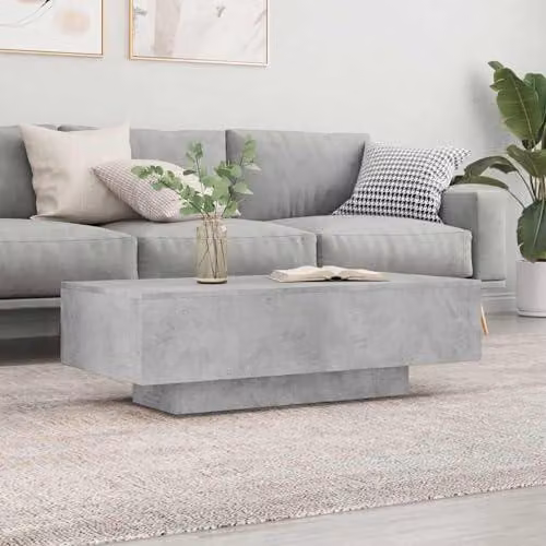 Tavolino da caffè, tavolino ausiliario, grigio cemento. Design moderno. Tavolino per il soggiorno realizzato in materiale composito, dimensioni 100x49,5x31 cm, con ampio piano ideale per bevande e decorazioni. Perfetto per il soggiorno e l'area relax