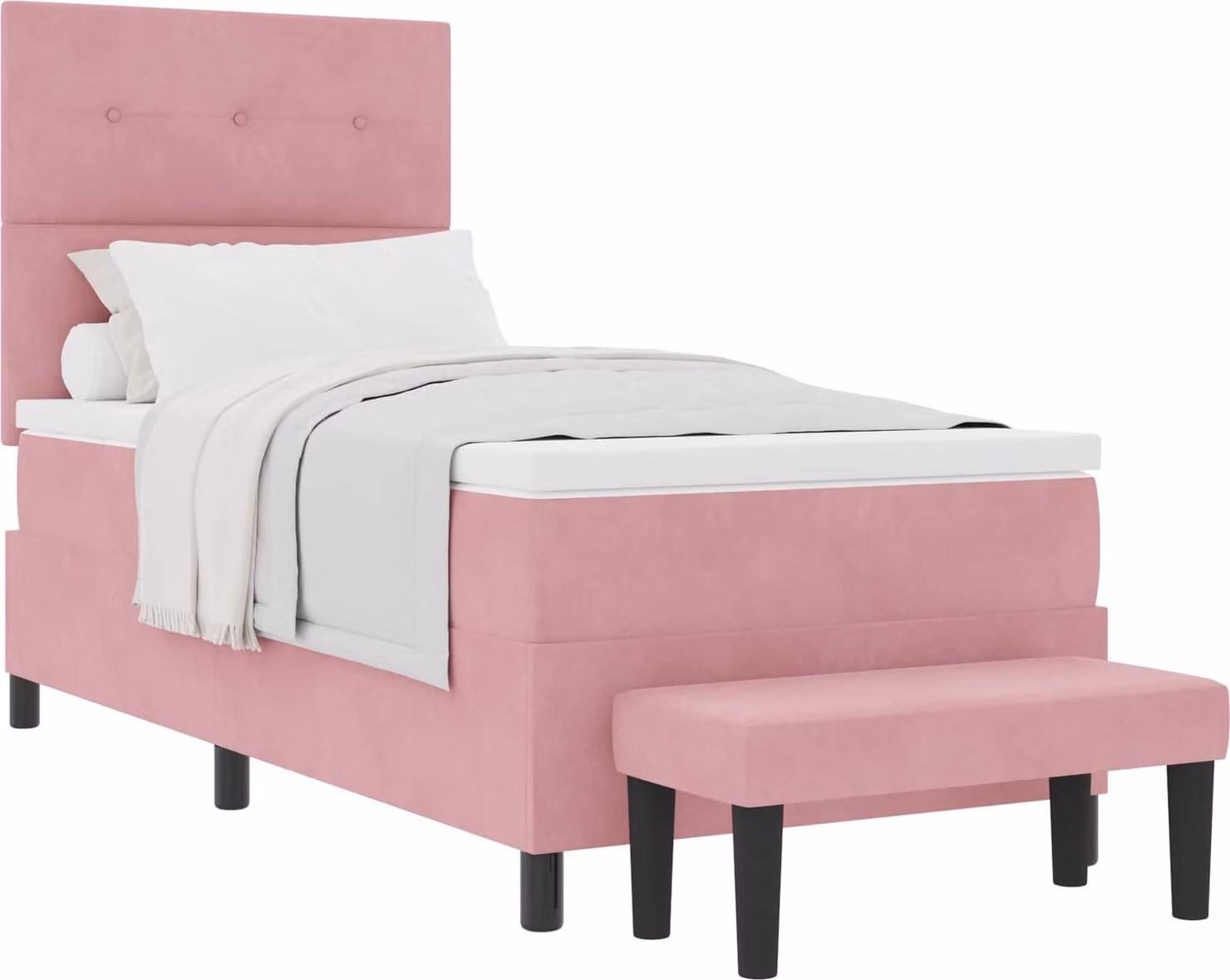 Letto a molle con cuscino con testiera Rosa 190 x 90 cm Velluto