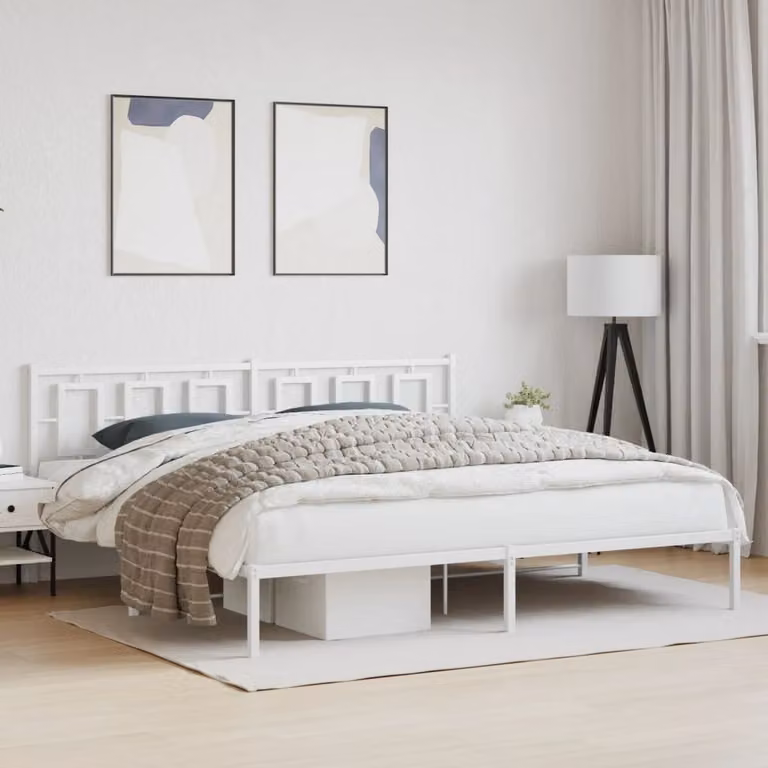 vidaXL Giroletto con Testiera in Metallo Bianco L/P: 200 x 200 cm