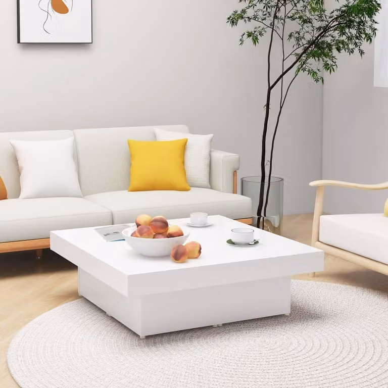 Maison Exclusive - Tavolino bianco 90x90x28 cm Materiale ligneo