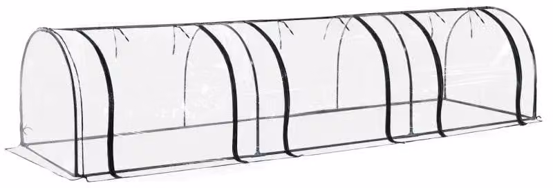 Serra a tunnel realizzata in materiale plastico trasparente, ideale per la coltivazione di piante. Dimensioni: 100x350x80 cm