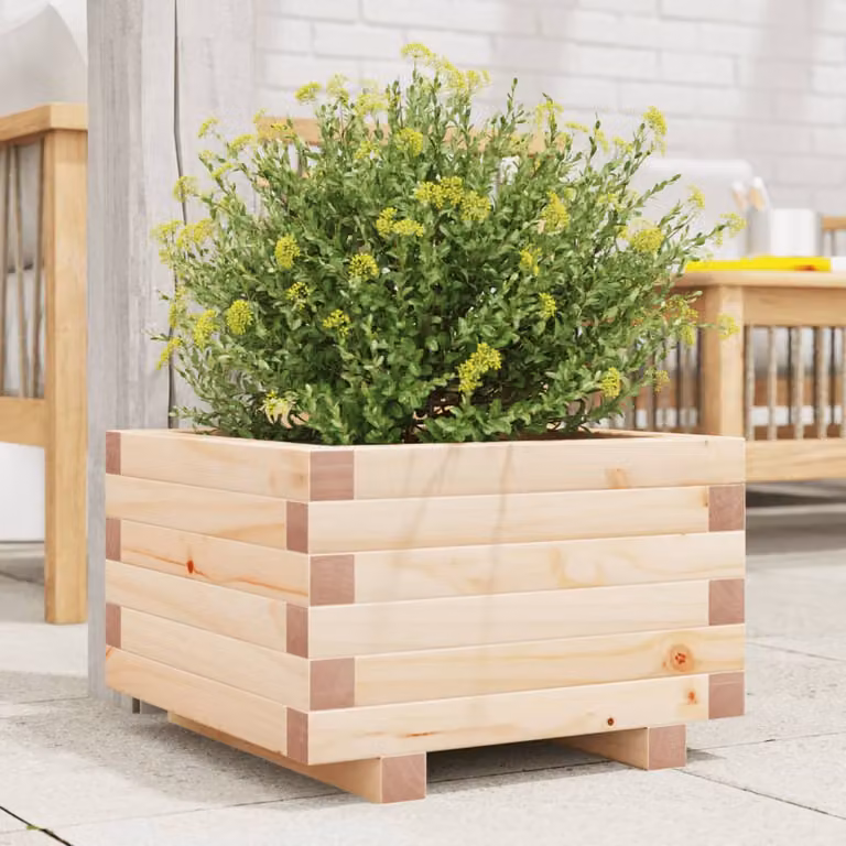 vidaXL Fioriera da Giardino in Legno di Pino, Colore Marrone/Beige, L/P/H: 40 x 40 x 26,5 cm