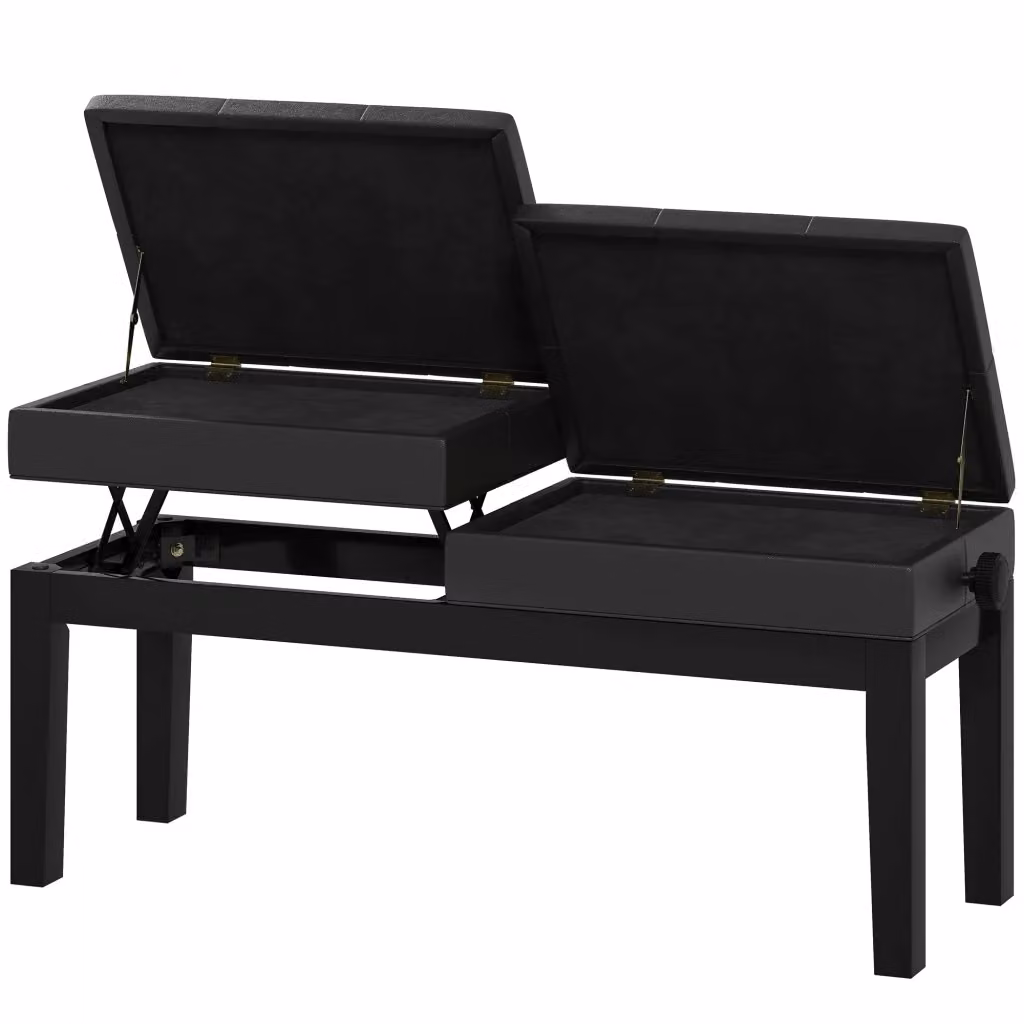 Sgabello per pianoforte Zephmum regolabile in similpelle nera con struttura in legno e metallo L/P/H: 37.0 x 32.0 x 58.0 cm – 2