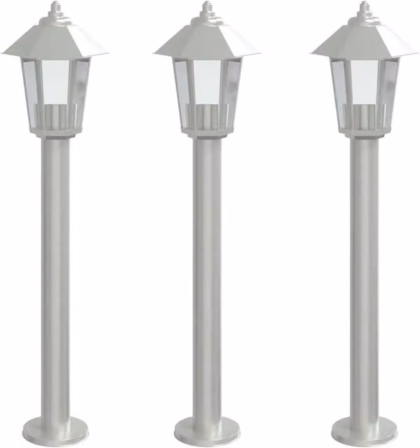 Set di 3 lampade da terra per esterni in acciaio inox argento, altezza: 80 cm – 1