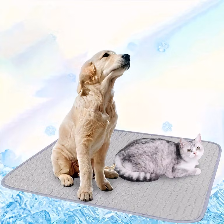 Tappetino refrigerante per cani, autorigenerante, 50x60 cm, grigio, antiscivolo, lavabile