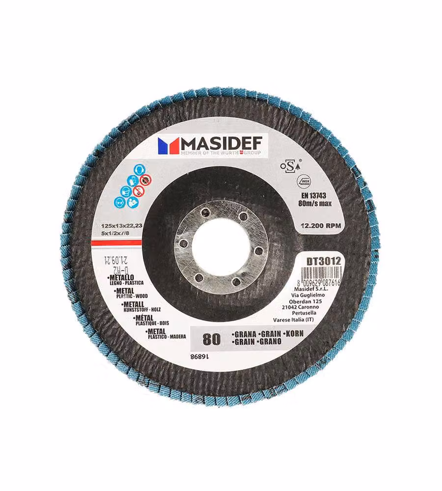 Disco abrasivo lamellare D.125x13mm gr 80 univ