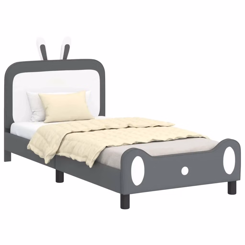Struttura letto per bambini con testata e giroletto DESIGN IN Grigio, L/P/H: 90 x 190 x 94 cm – 2