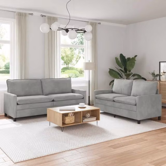 Set di divani 2 pz Grigio Chiaro Velluto 3417145