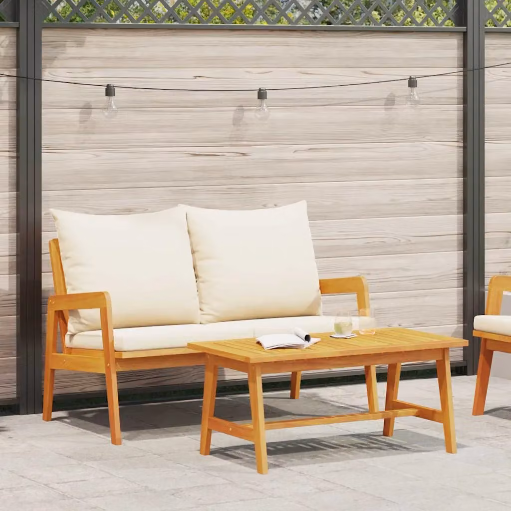 Set bistrot da giardino vidaXL in legno di acacia massello con finitura ad olio, colore marrone, 2 pezzi