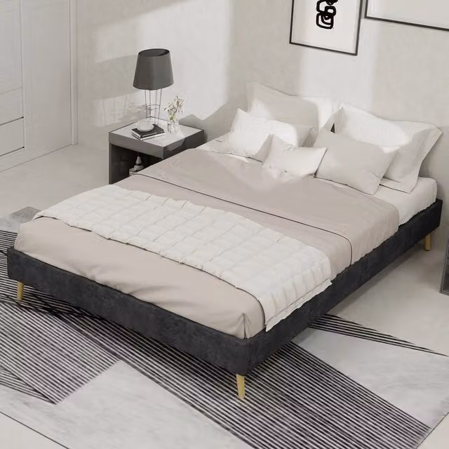 Letto Contenitore Xylo Grigio in Velluto L/P/H: 140 x 200 cm