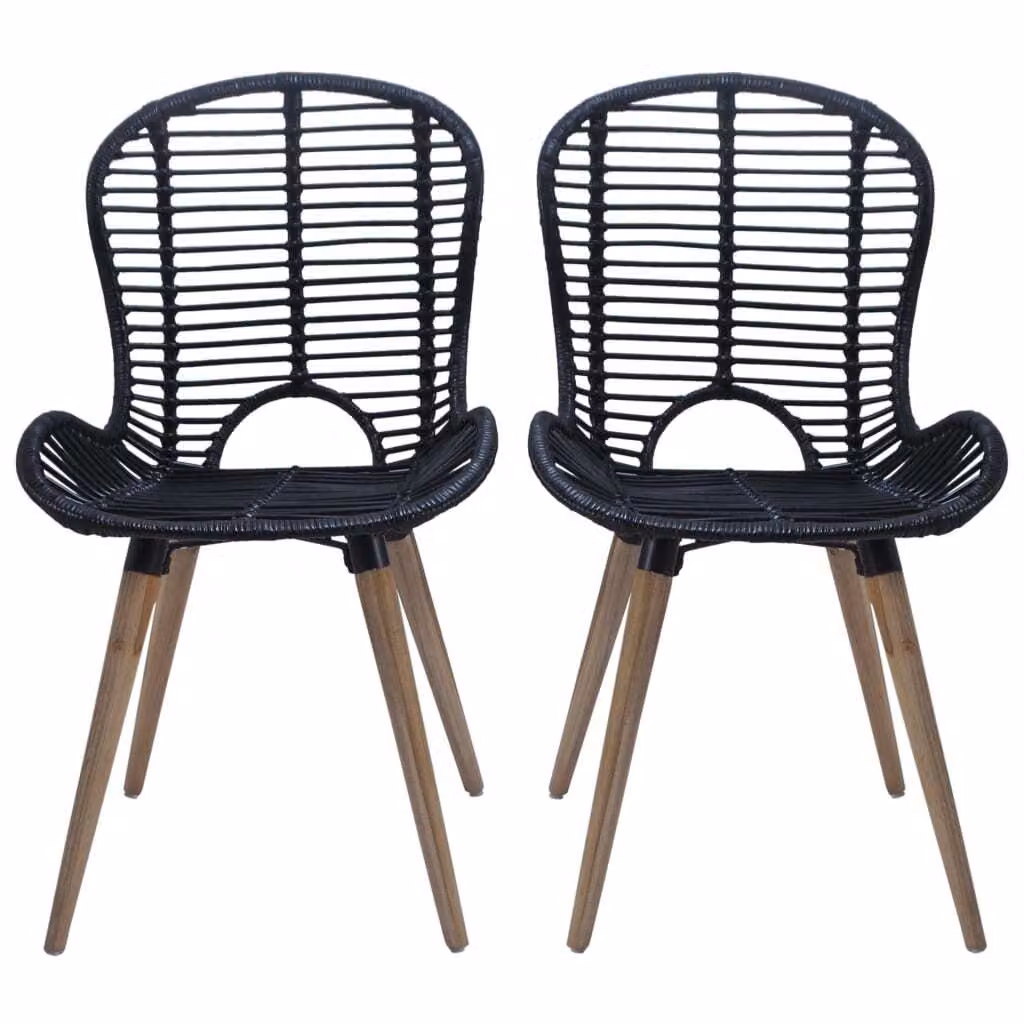 vidaXL Sedie da pranzo 6 pz. Rattan naturale nero