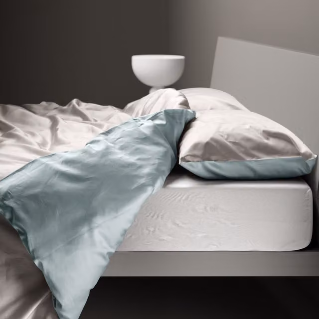 Copripiumino reversibile DaunenStep Oasi Kiss in cotone Mako Satin blu L: 135 cm x P: 200 cm – 1