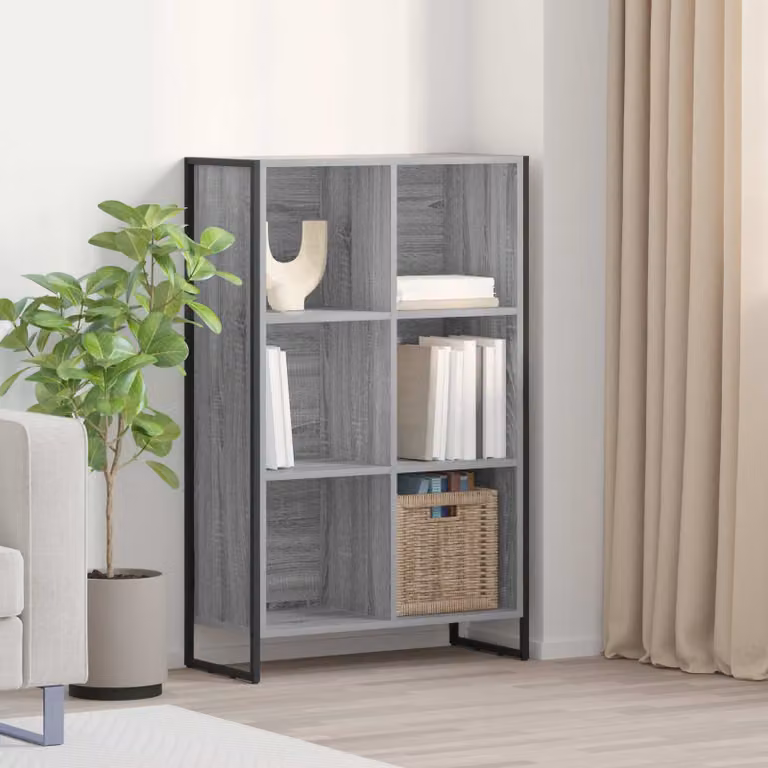 vidaXL Armadio per Libri in Stile Industrial Grigio con Pannello Posteriore L: 99.5 cm, P: 30 cm, H: 108.5 cm