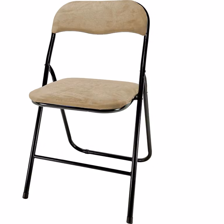 Sedia pieghevole in velluto VESTIAMO CASA colore beige, impilabile, H 78 cm x L 44 cm x P 43 cm