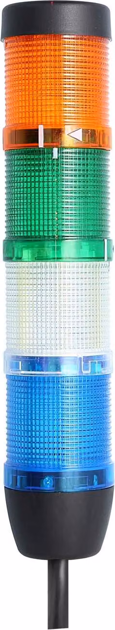 Colonna segnaletica STEX24 blu-bianca-verde-gialla, 50 mm, 24 V CA/CC, luce lampeggiante a LED, cavo da 10,0 metri, SS50-OB4/24 136