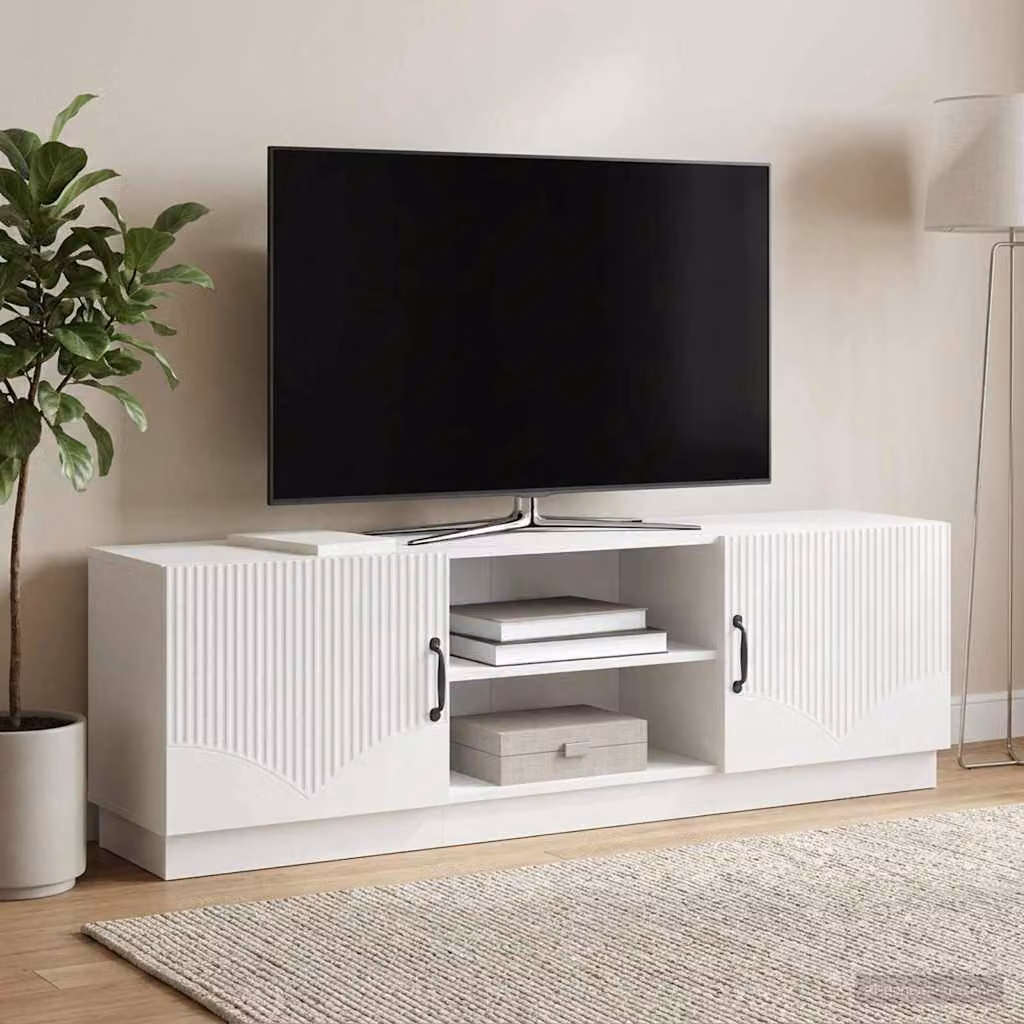 Mobile TV vidaXL Bianco Lucido con Illuminazione Integrata L: 150 cm, P: 31 cm, H: 47 cm