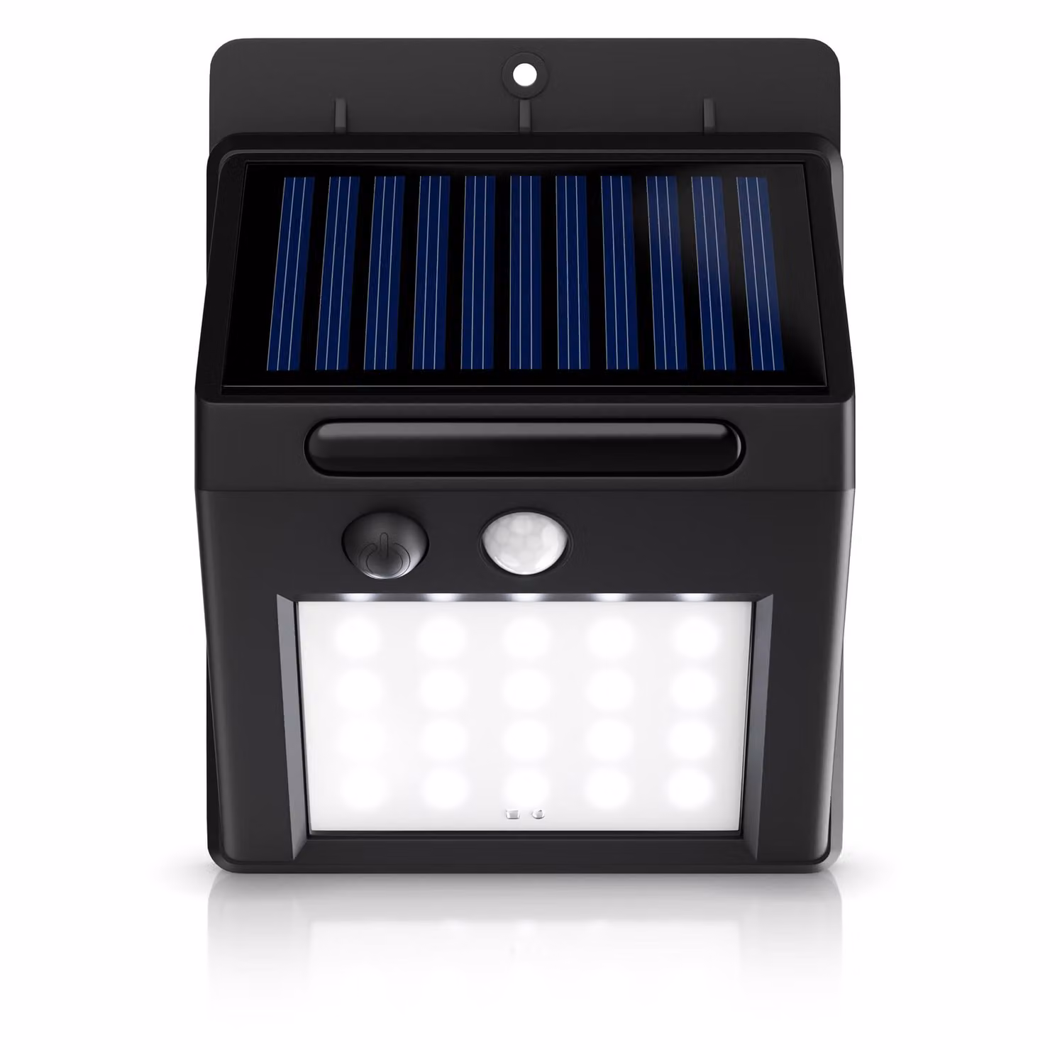 BEARWARE Luce solare a LED, lampada solare per esterni con rilevatore di movimento e batteria ricaricabile da 1200 mAh, IP54, interruttore on/off, LED integrato, bianco freddo, luce da parete, 20 LED SMD, raggio d'azione del sensore fino a 5 m, 250 lumen,