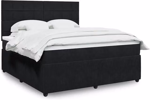 Letto Ibrido vidaXL con Materasso in Velluto Nero e Bianco L: 180 cm, P: 200 cm – 1