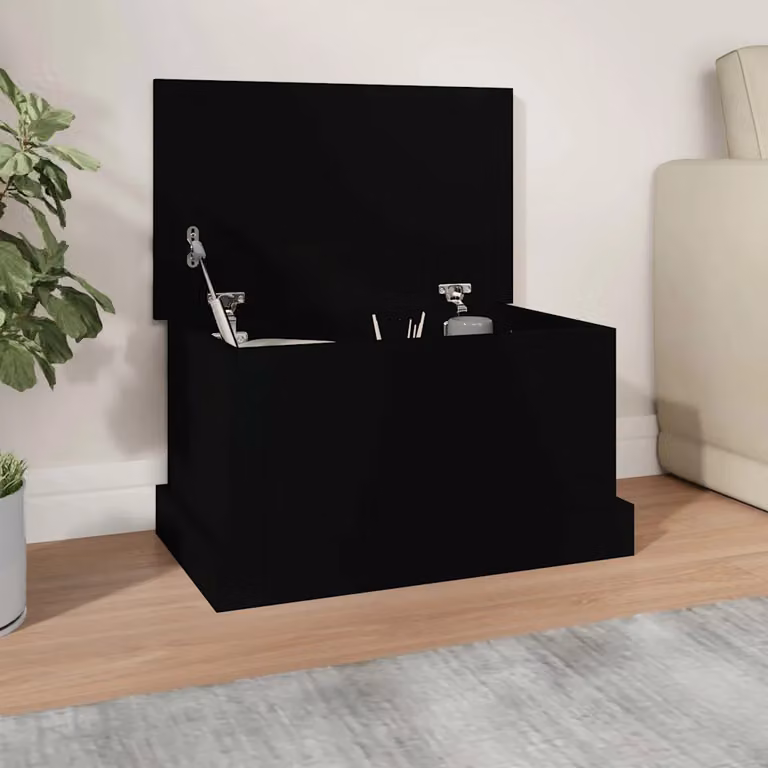 vidaXL Contenitore Portaoggetti Nero in Legno e MDF L: 50 cm, P: 30 cm, H: 28 cm