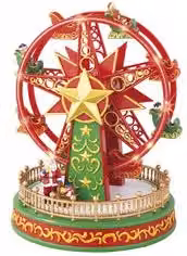 Ruota panoramica decorativa Kaemingk con luci LED e musica, colore rosso, H: 18 cm, L: 23,5 cm