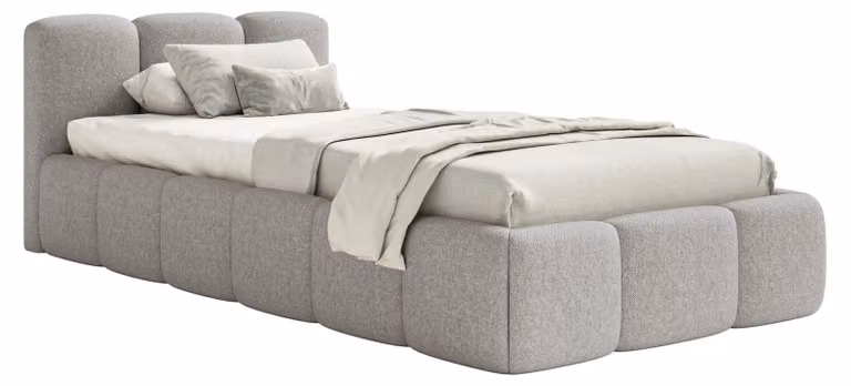 Selsey Cloudy Low – Letto imbottito 90x200 cm, ciniglia grigio chiaro