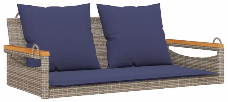 Panchina Dondolo con Cuscini Grigia 109x62x40 cm in Polyrattan
