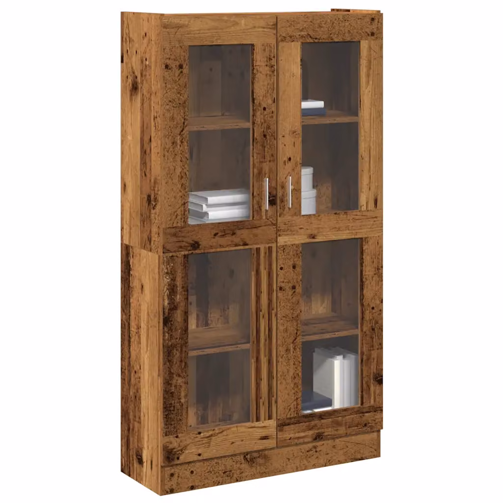 vidaXL Credenza Alta in Legno Marrone con Ante in Vetro e Ripiani Interni L/P/H: 82,5 x 30,5 x 150 cm